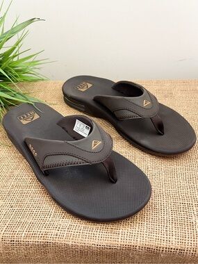 REEF Men’s Fanning Flip Flop Sandals Size 8 Brown